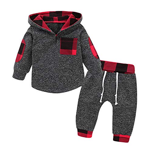 IMJONO Garçon Ensemble, 3PCS Nouveau Bébé Garçon Vêtements de garçon Dessus de cerf Ensemble Pantalons Maillots de jambières (0-3 Mois, Q-H-Gris-2PC) Cover
