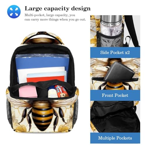 Sac à dos abeille vintage avec trousse à crayons grand format