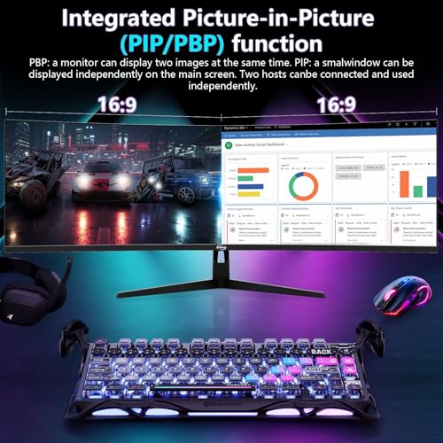 Image of 49 Inch Curved Ultrawide Gaming Monitor, 5K Computer Monitor(5210x1440P), 165Hz, 1500R HDR10, 32:9, AMD FreeSync, 125% sRGB, HDMI /DP VESA100*100mm