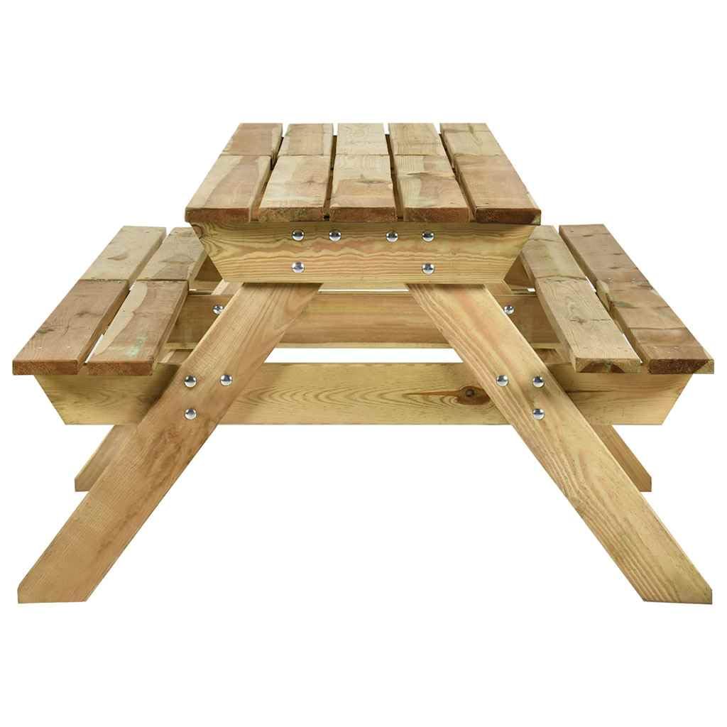 Stół piknikowy z ławkami z impregnowanego drewna sosnowego, 220 x 122 x 72 cm, stół ogrodowy, odporny na warunki atmosferyczne, na taras, balkon, do ogrodu, na imprezę, do jedzenia i