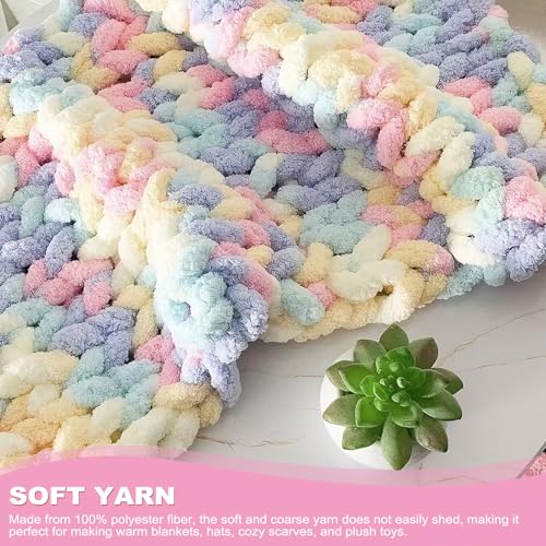 2Pcs 250g Cotton Candy Chunky Yarn, Super Fluffy Thick Wool for Crochet & Knitting, Ideal for Blankets, Pet Beds, Dolls & DIY Crafts - Image 3