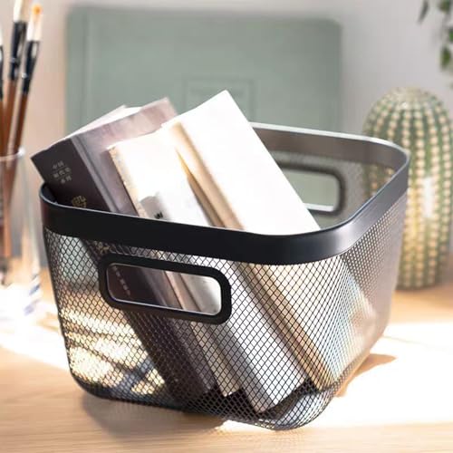 AJIODA Metal Mesh Steel Baskets, Household Wire Storage Organizer Bin Garden Harvest Basket Multi-functional Fruit Baskets with Handles for Kitchen Bathroom Picnic Shopping Decor Cabinet Home, Black by AJIODA - Image 3