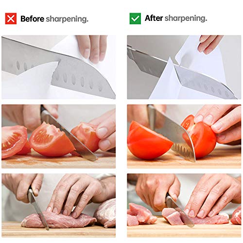 Knife Sharpening Stone Set, Finew Professional Whetstone Sharpener Stone Kit, Premium 4 Side Grit 400/1000 3000/8000 Water Stones, Non-slip Bamboo Base, Flatting Stone, Angle Guide