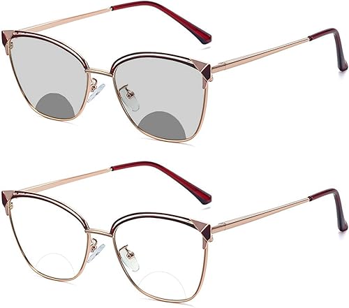 Gafas de sol de transición para mujer, gafas de lectura bifocales fotocromáticas para gatos de presbicia