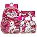 Cartable Filles Sac à Dos Transparent, Sac d'école Licorne en PVC Transparent Sac Maternelle Cartable Primaire avec Sac Repas étui à Crayons Cabas écolier pour Enfants