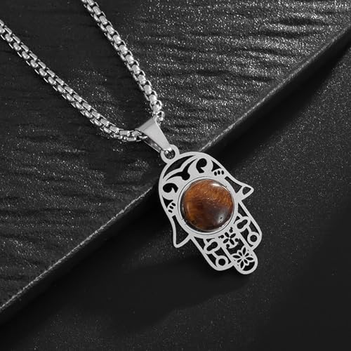 Pendentif en pierre naturelle acier de synthèse chic mixte - 3