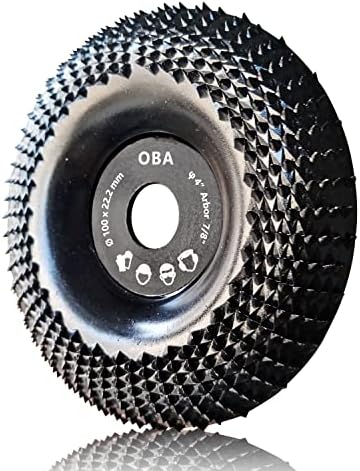OBA Grinder Wheel Disc 4 Inch Wood Shaping Wheel, Wood Grinding Shaping Disk for Angle Grinders with 7/8” Arbor