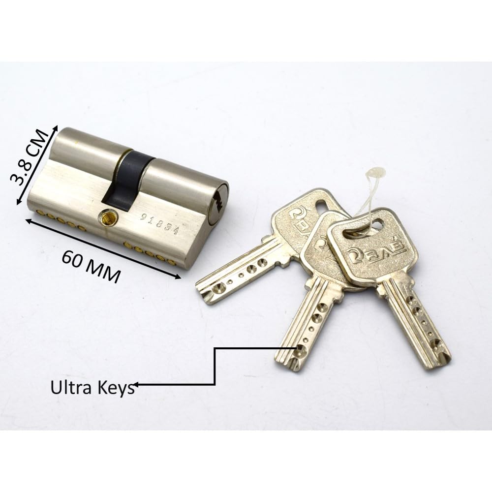 RAB Sliding Lock Stainless Steel Door Cylinder Lock Pack Of 2 (Code:- Both Side, Ultra, with Keys, 60mm) — Amazon image 3