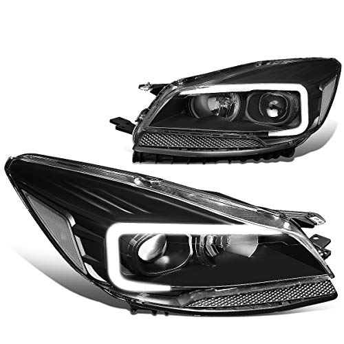 LED DRL Projector Headlights Assembly Compatible with Ford Escape 13-16, Pair, Black Housing