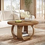 Tribesigns 31.5-Inch Round Coffee Table, 2-Tier Circle Coffee Table with Storage, Farmhouse Wooden Center Furniture for Living Room, Apartment, Small Space