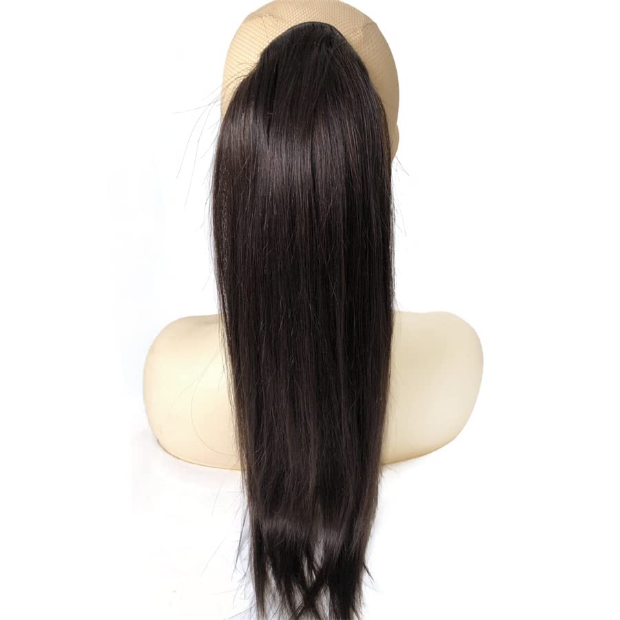 24" Drawstring Straight Ponytail Extension Dark Brown #2 Real Human Hair