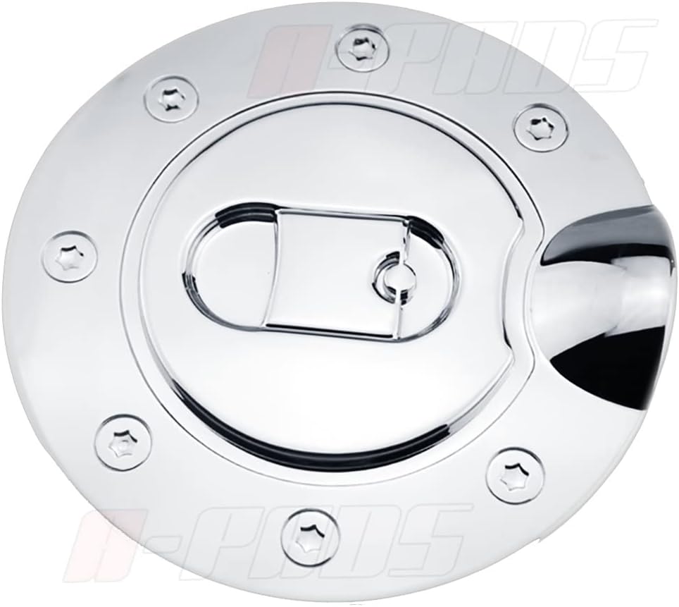 (**NOT for replacement click on, Just overlay Stick on) Compatible with Ford Chrome Gas Door Cover for 2004 05 06 07 2008 Ford F150 / F-150 - Chromed Fuel Cap Tank Cover