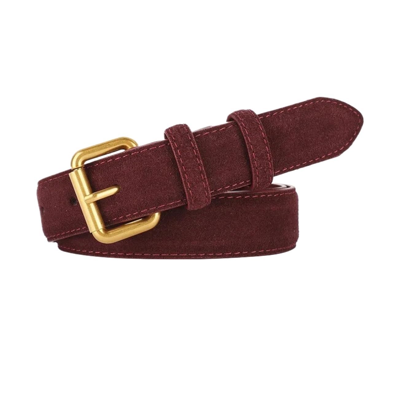 2 pièces femmes ceinture en cuir véritable Vintage boucle ardillon couleur unie ceinture dames Pour Robes,Jeans