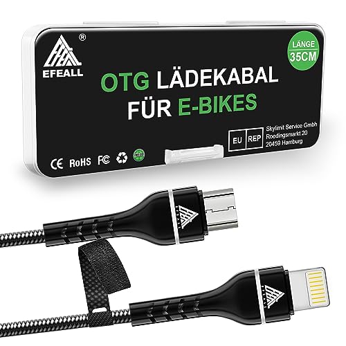 EFEALL Cable de carga para bicicleta eléctrica, 35 cm, Lightning, compatible con Bosch Intuvia, Kiox, Nyon (antiguo), iPhone Lightning
