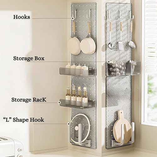 Image of SUNCHHAYA Plastic Peg Board, Pegboard for Wall Organizer, Peg Board for Wall As Kitchen Organizer, Desk Organiser, Kitchen Storage Rack Wall Mounted with Pegboard Accessories (White Transparent)