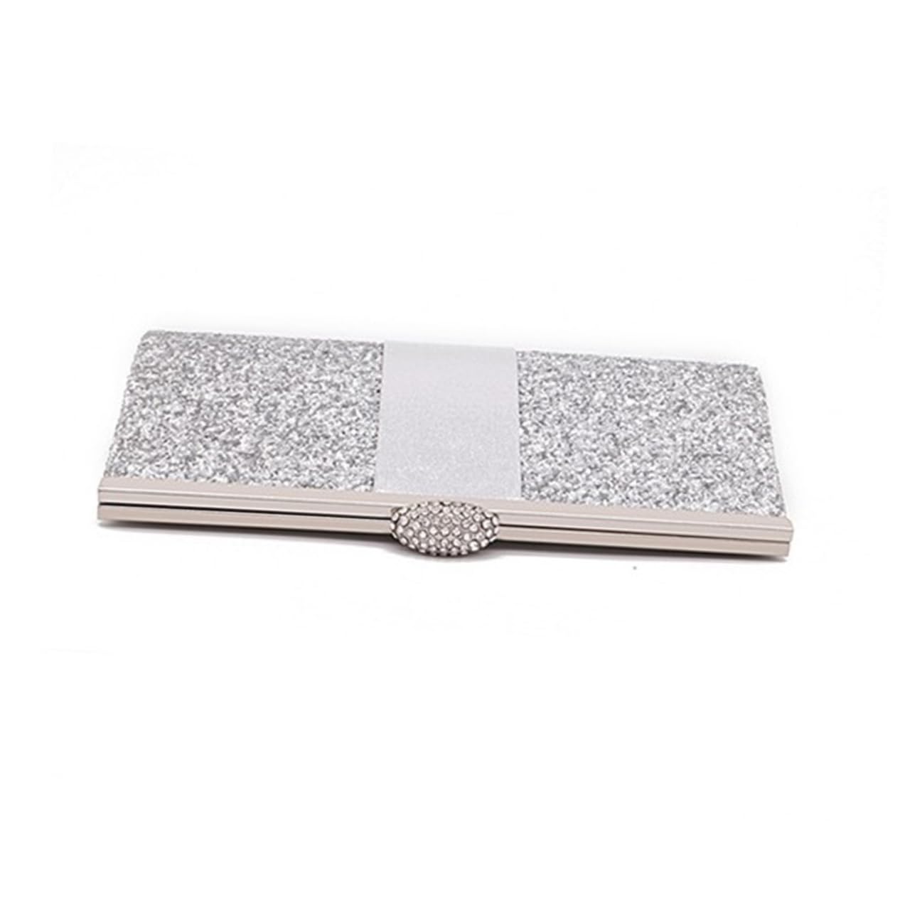 SHERCHPRY Embrague Cena Cadena De Cuero Sintético Moda Plata Brillo Boda Embrague Para Bolso Bolso Noche Noche 2 Piezas