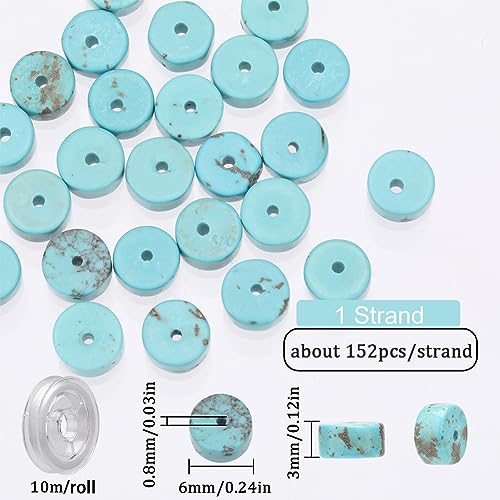 SUNNYCLUE 1 Box 152pcs Disc Stone Beads Gemstone Beads 6mm Howlite Bulk Flat Round Stones Love Lucky Spirit Healing Energy Gemstone Loose Spacer for Jewellery Making DIY Craft Women Adult - Image 2