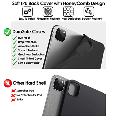 Image of DuraSafe Cases For iPad Pro 11 inch 4th 3rd 2nd Gen Case A2759 MNXE3HN /A MNXD3HN /A A2435 MNXG3HN /A MNXF3HN /A MNXJ3HN /A A2761 A2762 MNXN3HN /A MP553HN /A A2377 MHQR3HN /A MHQT3HN /A A2228 MY232HN /A - Black