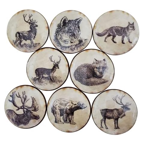 Twisted R Design Woodland Kitchen Cabinet Knobs, Vintage Woodland Drawer Pulls, Rustic Animal Cabinet Handles, Set of 8 Dresser Knobs for Closet & Doors, Bathroom, Bedroom or Drawer Knobs Cover