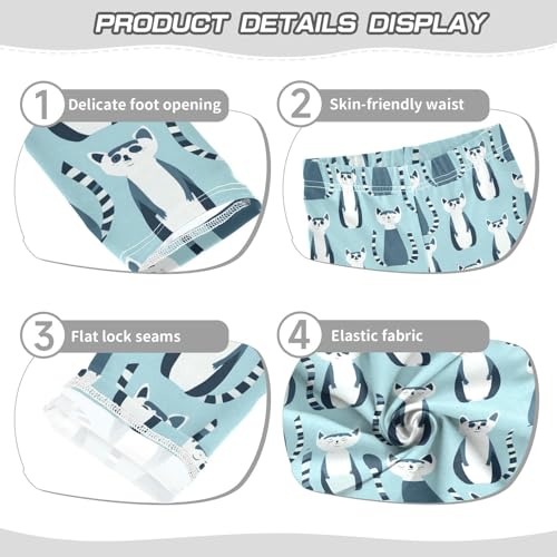 KLL Lemurs Madagascar on Blue Pattern Toddler Baby Girl Active Leggings Soft Full Length Lounge Pants Exercise3