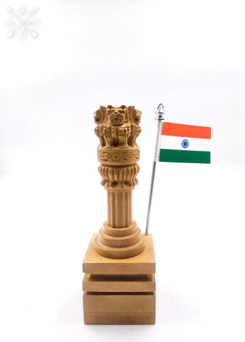 Buy Shri Handicrafts Wooden Ashoka Stambh Emblem with National India