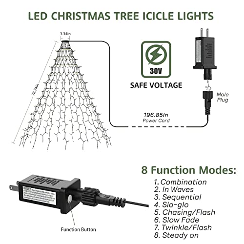 Christmas Tree Lights 400Leds With Ring For Tree, Christmas Fairy String Lights With Timer Function & 8 Modes,6.56Ft/2M X 16 Lines Easy To Install On Xmas Fir Pine Party Decorations Outdoor Indoor #TOP2