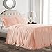 Lush Décor Ruffle Skirt Bedspread Blush Shabby Chic Farmhouse Style Lightweight 3 Piece Set, Full,