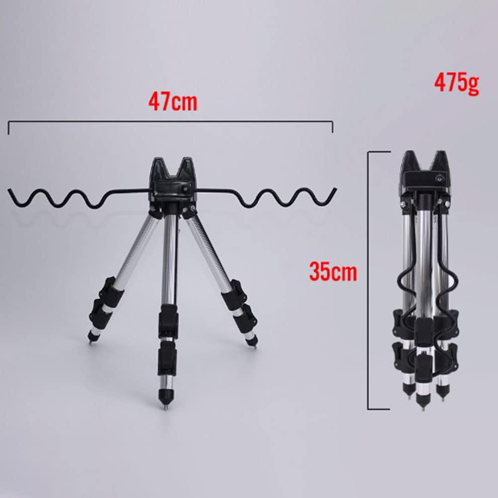 DAZZLEEX Treppiede Stand Rest Multifunzionale per Canna da Pesca, Staffa Retrattile in Alluminio Pieghevole, Supporto per Bastone