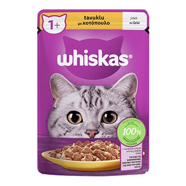 WHISKAS Mokra karma w galarecie dla dorosłych kotów 28 x 85 g z kurczakiem
