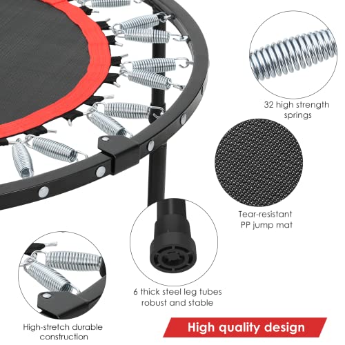 Trampolin Indoor Ø 101 cm, Fitnesstrampolin faltbar, Inklusive Kantenschutz, 4-Fach höhenverstellbarer Griff, Trampolin… – Bild 4