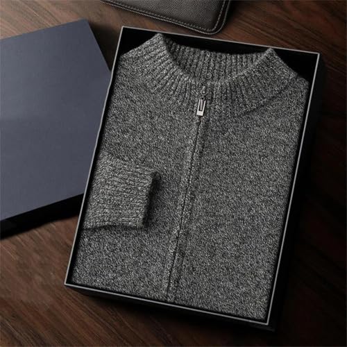 Men's Wool Zippered Cardigan Mock-Neck Thick Long Sleeve Knitted Sweater for Casual Look Warm Winter Cardigan2