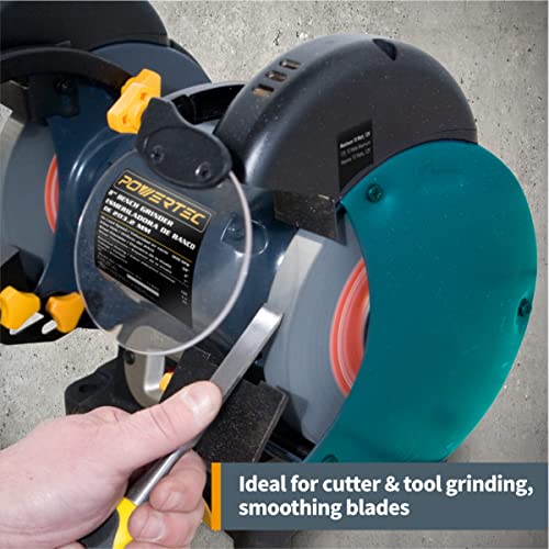 POWERTEC Bench Grinder Wheel 6 Inch 60 Grit, Aluminum Oxide Grinding Wheel for Bench Pedestal Grinder, 3/4" Thick 1/2" Arbor, Sharpening & Shaping Drill Bits, Blade, and Chisel 1PK (15515) - Image 4