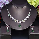 Elegante Boda joyería Nupcial Multicolor Cubic Zirconia Cristal Gota de Agua Mujeres Gargantilla Collar y Pendientes Conjunto Conjuntos de joyería