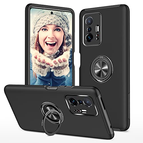 Cover per Xiaomi Pro 5G Custodia con Invisibile supporto ad anello Armour Metallo Magnetica Supporto Bumper Antiurto per Pro 5G silicone tpu nero