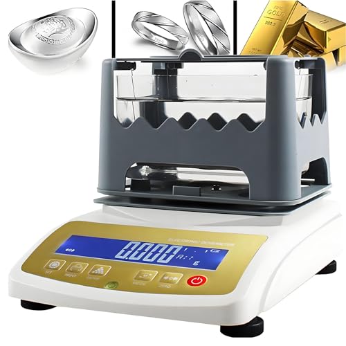 HuanEssentric Máquina Prueba Pureza Oro,Medidor Densidad Oro,Probador Pureza,Determina con Precisión El Contenido Oro,para Casas Empeño Y Reciclaje Metales Preciosos MDJ1200K