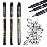 Jadeshay Calligraphy Pen,3 Pieces Detail Paint Brushes with Soft Tip Calligraphy Pens for Writing Characters Manga Handlettering Signature Painting Sketch Drawing