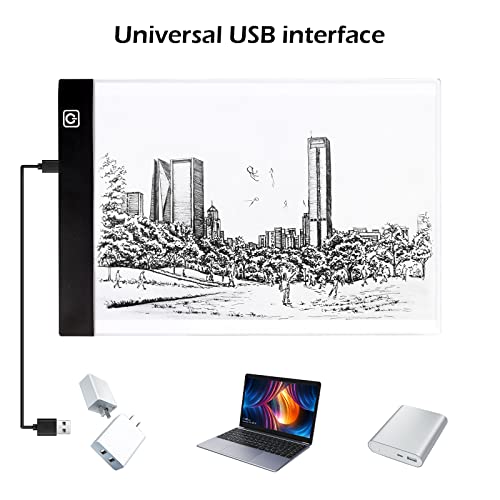 Led Licht Pad A4, Leuchttisch A4 Tragbare LED, Leuchttisch LED Zeichenbrett, mit Einstellbare Helligkeit, für Diamond Painting, Künstler, Skizzieren, Animation, Röntgenbetrachtung (A4)