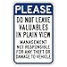 STOPSignsAndMore - Please Do Not Leave Valuables In Plain View Sign - 12x18 - Reflective | Rust Free Aluminum