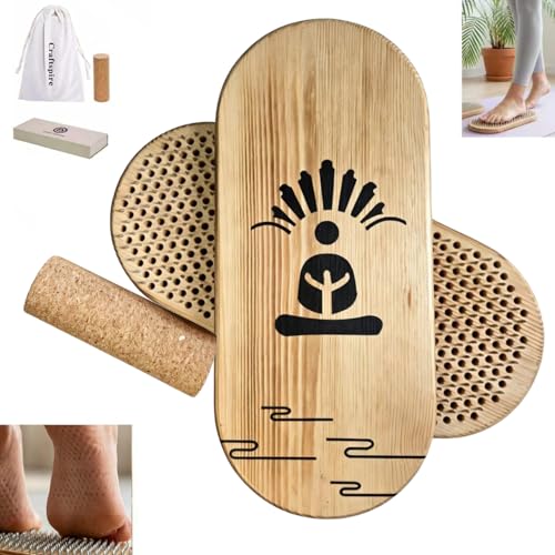 Craftspire Sadhu Board Set Wooden Board with 10mm Nail Spacing & Galvanized Nails Acupuncture Foot Massage Tool for Standing Yoga Mindfulness & Meditation Gift Box Storage Bag & Cork Roller