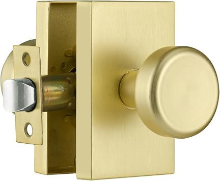 Gold Door Knobs Interior with Non Locking for Hall | Zinc Rectangle Rosette, For Passage Door Use