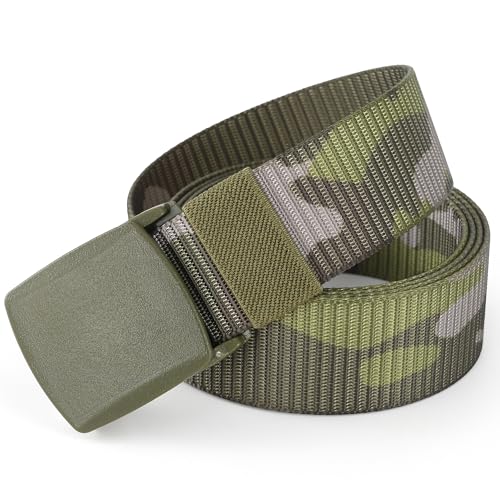 Mile High Life | Nylon Web Belt | Outdoor Military Belt | TSA Safe Buckle (Camo Green, 142CM)2