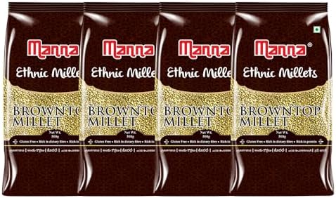 Manna Browntop Millet Natural Grains, 2kg (500g x 4 Packs)
