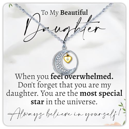 Love You to The Moon and Back .925 Sterling Silver Jewelry, Sentimental Gifts for Granddaughter, Niece, Birthday Gift for Teenage Girl, Meaningful Gift for Daughter