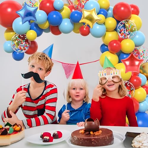 Miniatura 5 de Guirnalda De Globos Rojo, Amarillo Y Azul, 106 Unidades, Decoración De Circo, Multicolor, Juego Con Estrella, Globos De Confeti De Colores, Para Carnaval, Cumpleaños, Baby Shower, Circo, Temática De