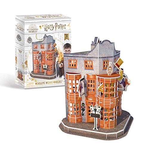 University Games 7605 Harry Potter Diagon Alley Weasleys Wizard Wheezes 3D Puzzle Yellow and Black Striped