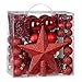 Produktbild Deuba® Weihnachtskugeln 77tlg Ø 3-7cm Kunststoff matt glänzend Christbaumkugeln Christbaumschmuck Anhänger Weihnachtsbaumkugeln Weihnachtsdeko Rot