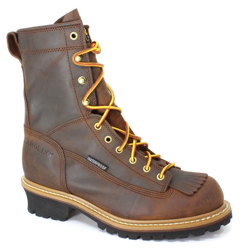 Image of Carolina Spruce 8 inch Soft Toe Waterproof Logger Work Boot for Men, Durable Leather, Oil & Slip Resistant, EH Rated