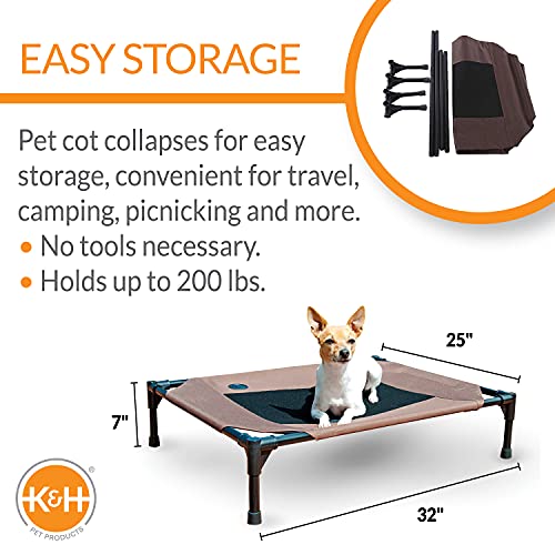 K&H Pet Products Original Pet Cot Elevated Dog Bed Chocolate/Black Mesh Medium 25 X 32 X 7 Inches, 81 x 64 x 18 cm (L x W x H) - Image 3