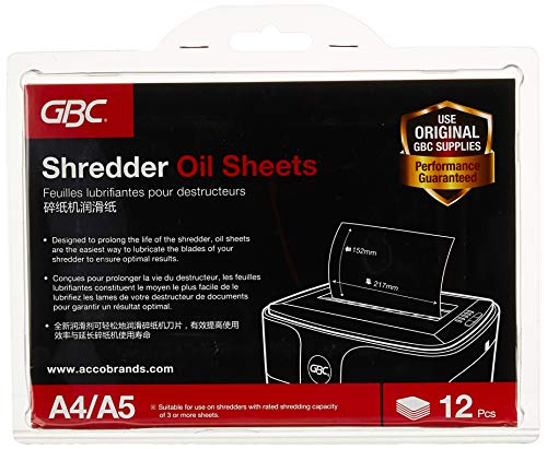 GBC Shredder Oil Sheets A5 (Pack of 12)