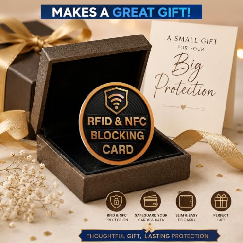 Image of SaiTech IT Round Shape RFID Blocking Card for Credit Debit ID Card, Black | Slim Anti-Theft Contactless NFC RFID Blocker Protector, Easily Fit into Wallet and Purse, for Men & Women